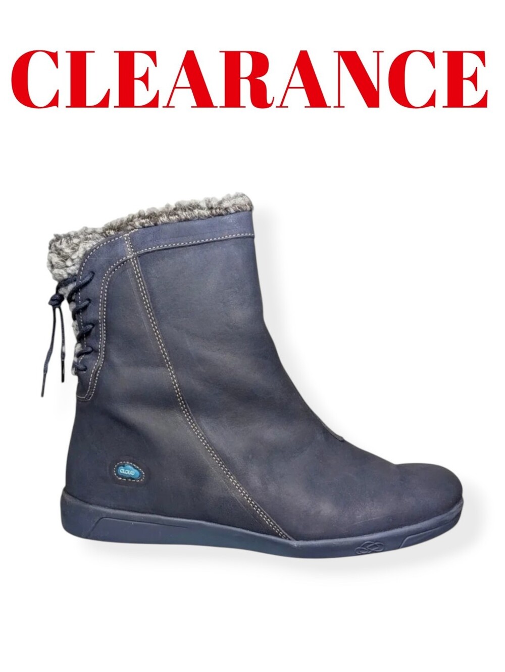 Cloud Footwear Navy Leather Faux Shearling Boot Portugal Sz 9.5-10 - NO OFFERS